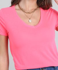 Blusa-Feminina-Manga-Curta-Decote-V-Rosa-Neon-9578565-Rosa_Neon_4