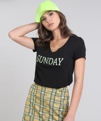Blusa-Feminina--Sunday--Decote-V-Manga-Curta-Preta-9578569-Preto_1