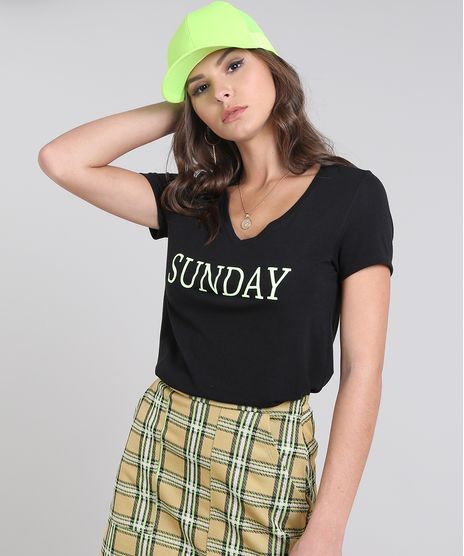 Blusa-Feminina--Sunday--Decote-V-Manga-Curta-Preta-9578569-Preto_1