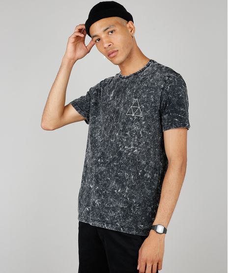 Camiseta-Masculina-Marmorizada-Manga-Curta-Gola-Careca-Preta-9525228-Preto_1