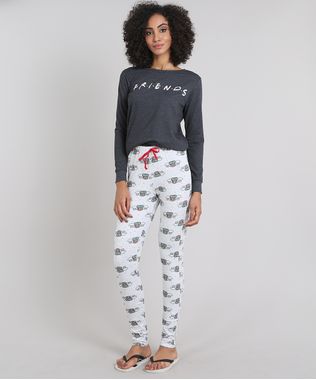 Pijama-Feminino-Friends-em-Moletom-Manga-Longa-Cinza-Mescla-Escuro-9547559-Cinza_Mescla_Escuro_1