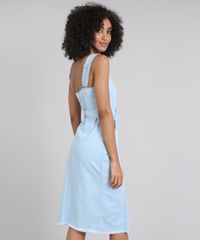 Vestido-Jeans-Feminino-Midi-Barra-Desfiada-com-Botoes-e-Faixa-Azul-Claro-9594629-Azul_Claro_2