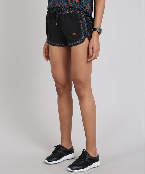 Short-Feminino-Esportivo-Ace-Running-com-Recortes-Animal-Print-Preto-9574518-Preto_1