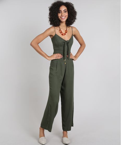 Macacao-Feminino-com-Botoes-e-Amarracao-Sem-Manga-Decote-V-Verde-Militar-9471214-Verde_Militar_1
