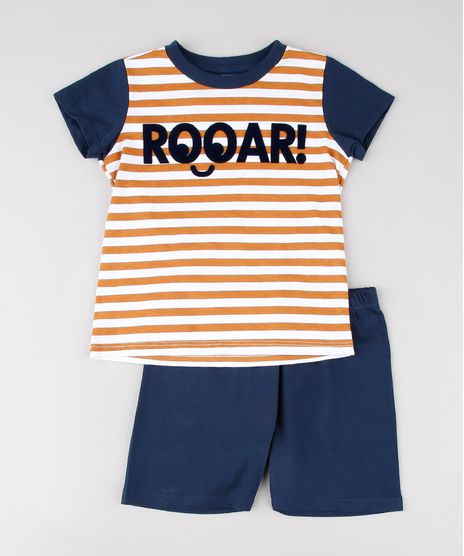 Pijama-Infantil-Listrado--Rooar---Manga-Curta-Off-White-9528123-Off_White_1