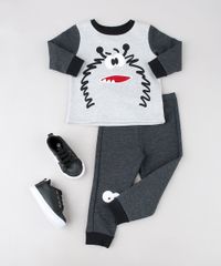Pijama-Infantil-Monstrinho-em-Moletom-Manga-Longa-Cinza-Mescla-Claro-9528124-Cinza_Mescla_Claro_3