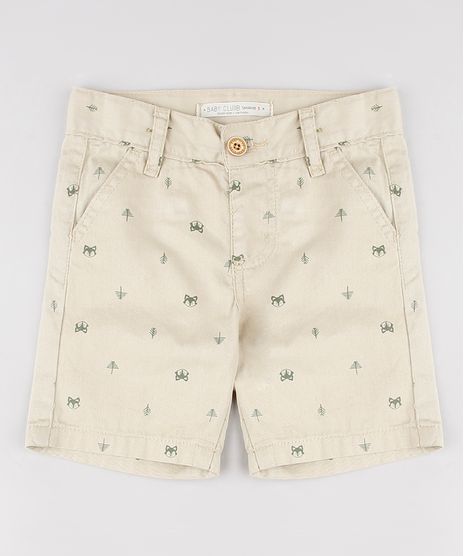 Bermuda-de-Sarja-Infantil-Estampada-Raposa-Kaki-9527103-Kaki_1