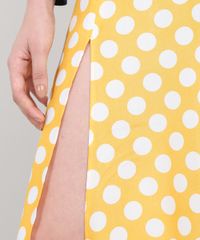 Saia-Feminina-Mindset-Midi-Estampada-de-Poa-com-Fendas-Amarela-9669435-Amarelo_4
