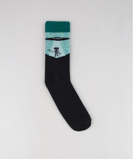 Meia-Masculina-Cano-Alto-Divertida-com-Estampa-de-ET-Preta-9636340-Preto_1