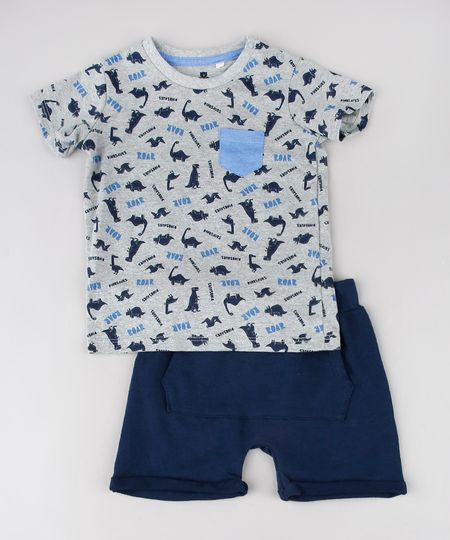 Conjunto-Infantil-de-Camiseta-Estampada-de-Dinossauro-Cinza-Mescla---Short-em-Moletom-Azul-Marinho-9577633-Azul_Marinho_1 Conjunto-Infantil-de-Camiseta-Estampada-de-Dinossauro-Cinza-Mescla---Short-em-Moletom-Azul-Marinho-9577633-Azul_Marinho_1