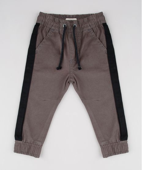 Calca-de-Sarja-Infantil-Jogger-com-Faixa-Lateral-Chumbo-9527118-Chumbo_1