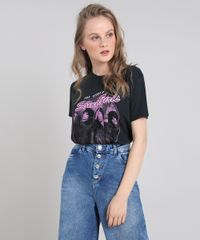 T-Shirt-Feminina-de-Banda-Mindset-The-Rolling-Stones--Some-Girls--Manga-Curta-Decote-Redondo-Preta-9642562-Preto_1