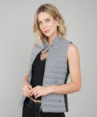 Colete-Feminino-Estampado-Xadrez-Puffer-Com-Fivela-Preto-9358282-Preto_1