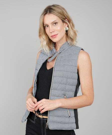 Colete-Feminino-Estampado-Xadrez-Puffer-Com-Fivela-Preto-9358282-Preto_1