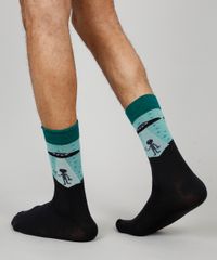 Meia-Masculina-Cano-Alto-Divertida-Alien-Preta-9242391-Preto_3