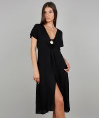 Saida-de-Praia-Feminina-Midi-com-No-e-Fenda-Manga-Curta-Preta-9569826-Preto_1