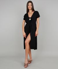 Saida-de-Praia-Feminina-Midi-com-No-e-Fenda-Manga-Curta-Preta-9569826-Preto_3