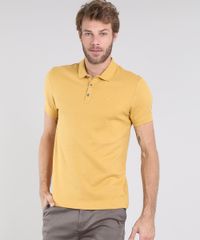 Polo-Masculina-Texturizada-Manga-Curta-Mostarda-9572887-Mostarda_1