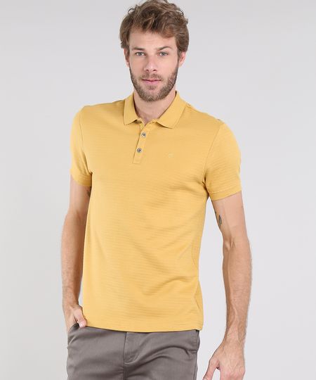 Polo-Masculina-Texturizada-Manga-Curta-Mostarda-9572887-Mostarda_1