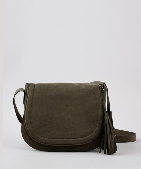 Bolsa-Feminina-Transversal-Media-com-Tassel--Verde-Militar-8466763-Verde_Militar_1