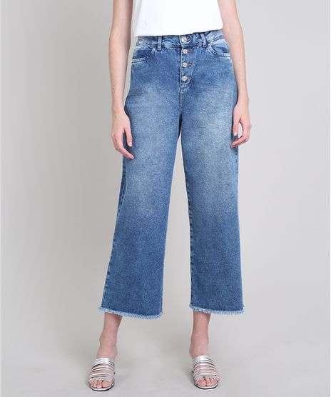 Calca-Jeans-Feminina-Pantalona-Mindset-Cintura-Super-Alta-com-Botoes-Azul-Medio-9391033-Azul_Medio_1