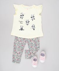 Conjunto-Infantil-de-Blusa-Panda-Sem-Manga-Amarela---Calca-Legging-Estampada-Floral-Off-White-9579055-Off_White_3