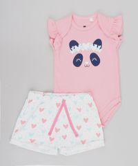 Conjunto-Infantil-de-Body-Panda-Manga-Curta-Rosa---Bermuda-em-Moletom-Estampada--Off-White-9577623-Off_White_1