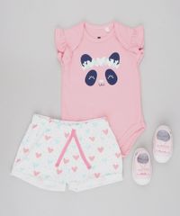 Conjunto-Infantil-de-Body-Panda-Manga-Curta-Rosa---Bermuda-em-Moletom-Estampada--Off-White-9577623-Off_White_3