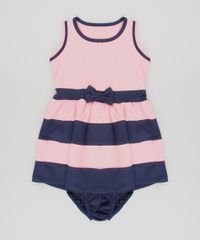 Vestido-Infantil-com-Laco-e-Listras-Sem-Manga-Decote-Redondo---Calcinha-Rosa-9579054-Rosa_1
