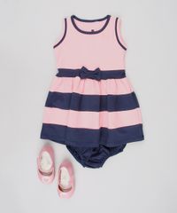 Vestido-Infantil-com-Laco-e-Listras-Sem-Manga-Decote-Redondo---Calcinha-Rosa-9579054-Rosa_3