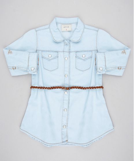 Vestido-Chemise-Jeans-Infantil-com-Bolsos-Manga-Longa-e-Cinto--Azul-Claro-9418160-Azul_Claro_1