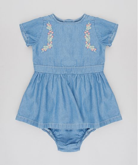 Vestido-Jeans-Infantil-com-Bordado-Floral-Manga-Curta-Azul-Medio-9588557-Azul_Medio_1