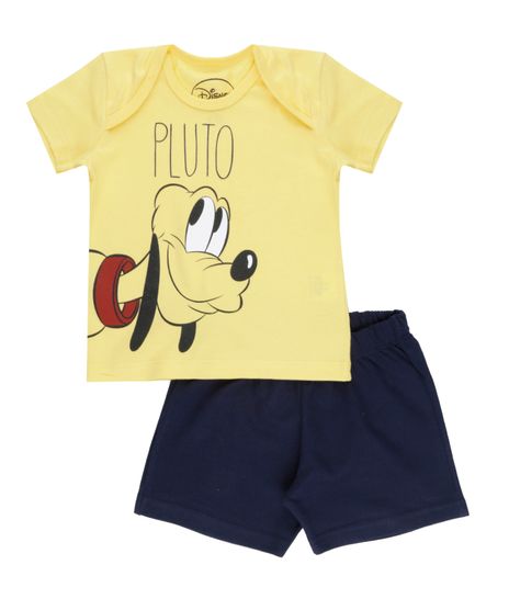 Conjunto-de-Camiseta-Amarela---Bermuda-Pluto-Preta-8513792-Preto_1