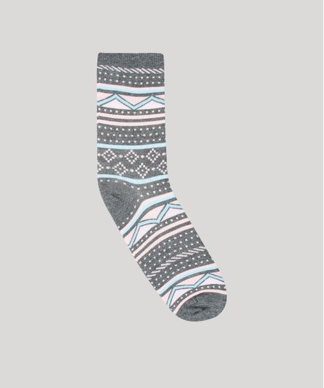 Meia-Feminina-Cano-Alto-Estampada-Etnica-Cinza-Mescla-Escuro-9601284-Cinza_Mescla_Escuro_1