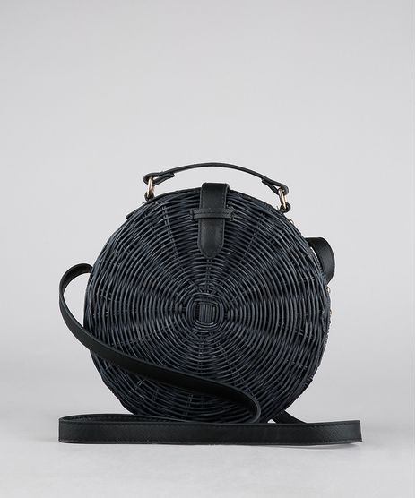 Bolsa-Feminina-de-Palha-Redonda-Media-Transversal--Preta-9254683-Preto_1