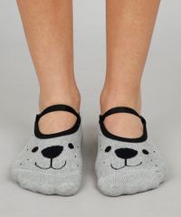 Meia-Feminina-Sapatilha-Estampada-Ursinho-Cinza-Mescla-9601298-Cinza_Mescla_4