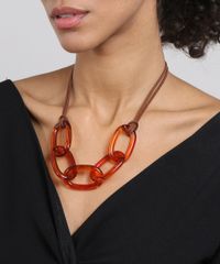 Colar-Feminino-em-Suede-com-Acrilico-Marrom-9545804-Marrom_2