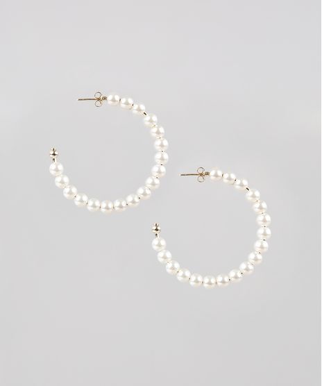 Brinco-Feminino-de-Argola-Folheado-com-Perolas-Dourado-9289599-Dourado_1