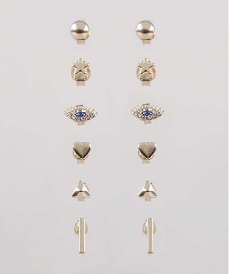 Kit-de-6-Brincos-Femininos-Folheados-Dourado-9544844-Dourado_1