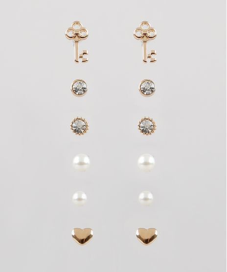 Kit-de-6-Brincos-Femininos-Dourado-9545803-Dourado_1
