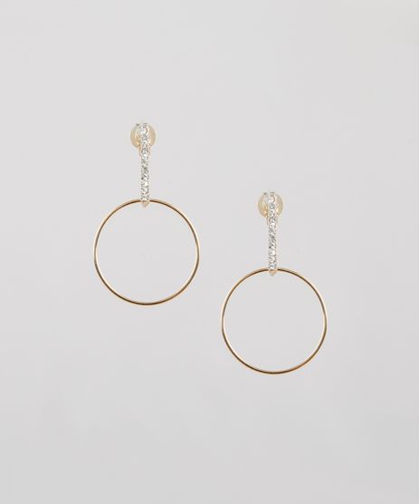 Brinco-Feminino-Folheado-com-Argola-e-Strass-Dourado-9544843-Dourado_1