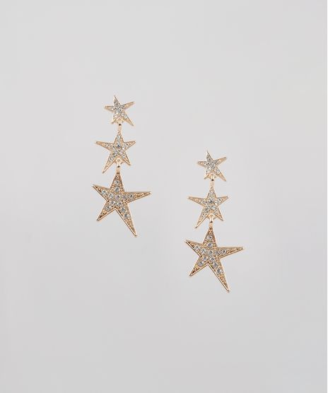 Brinco-Feminino-de-Estrelas-com-Strass-Dourado-9505828-Dourado_1