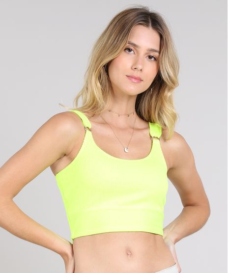 Top-Cropped-Feminino-Canelado-com-Argola-Alca-Larga-Decote-Redondo-Amarelo-Neon-9575594-Amarelo_Neon_1