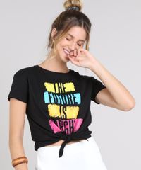 Blusa-Feminina-Cropped--The-Future-is-Bright--com-No-Manga-Curta-Decote-Redondo-Preta-9576230-Preto_1