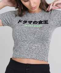 Blusa-Feminina-Cropped--Drama-Queen--Manga-Curta-Cinza-Mescla-9583685-Cinza_Mescla_4