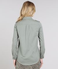 Camisa-de-Sarja-Feminina-com-Bolsos-Manga-Longa-Verde-Militar-9571384-Verde_Militar_2