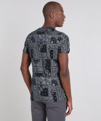 Camiseta-Masculina-Slim-Fit-Estampada-de-Bandana-Manga-Curta-Gola-Careca-Preta-9662885-Preto_2