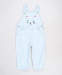 Macacao-Jeans-Infantil-com-Bordado-de-Gatinho-Alcas-Finas-Azul-Claro-9588554-Azul_Claro_1