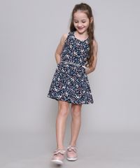 Vestido-Infantil-Estampado-Floral-com-Cinto-Metalizado-Azul-Marinho-9318140-Azul_Marinho_3