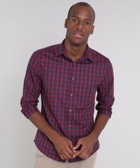 Camisa-Masculina-Slim-Estampada-Xadrez-Manga-Longa-Vermelha-9523398-Vermelho_1